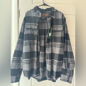 Orvis Black and Gray Plaid Shirt Jacket